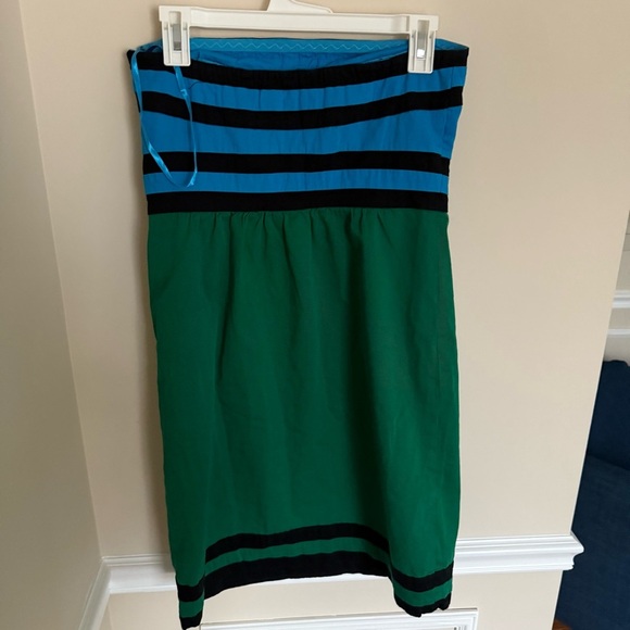 The Limited Y2K Size 6 Color Block Blue and Green Strapless A-Line Mini Dress - Picture 5 of 11